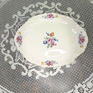 Vintage Floral Cream Porcelain Plate